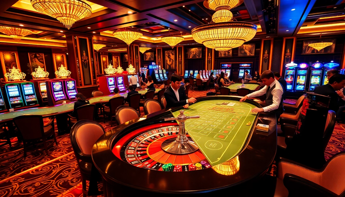 Engaging roulette game scene at https://mk8.sh/ with players and vibrant casino ambiance