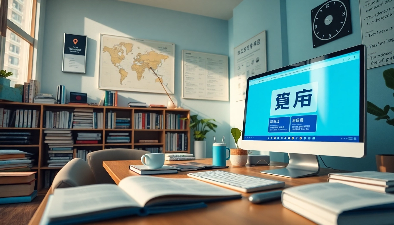 Creative workspace featuring 有道 translation tools and resources for language learning.