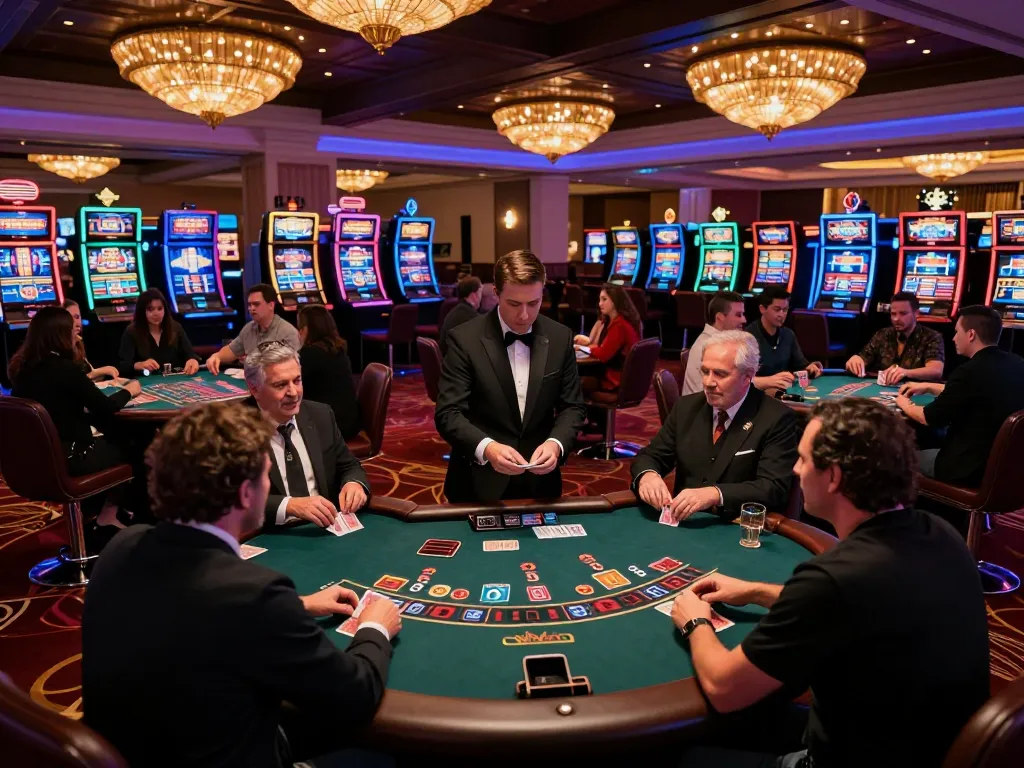 CakhiaTV showcasing an exciting blackjack casino scene, players making strategic bets.