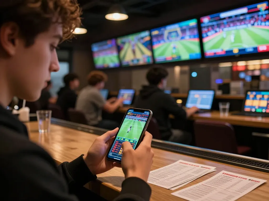 LC88 user placing strategic bets in a lively sports betting environment with multiple screens.
