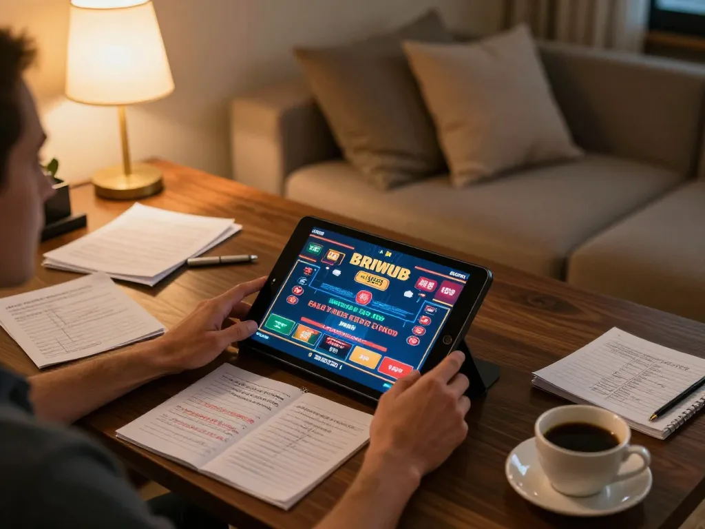 Engaged player enjoying sin88 experience on a tablet with live dealer games in a cozy home setting