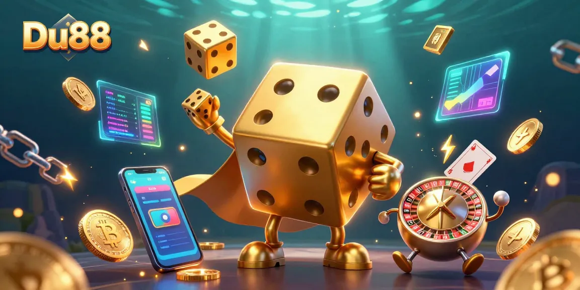 Spin the reels of Du88 with golden dice, Bitcoin, Ethereum, and vibrant casino elements!
