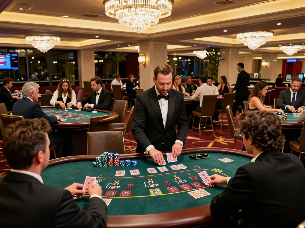 Players enjoying an exciting game at O8 casino with dynamic blackjack action and vibrant atmosphere.