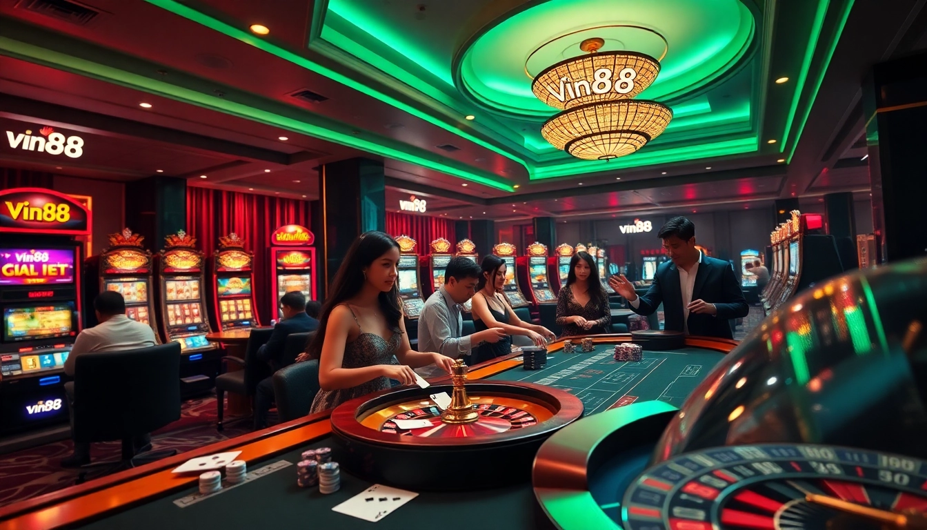 Experience thrilling gaming action at Vin88 casino with exciting games and vibrant atmosphere.