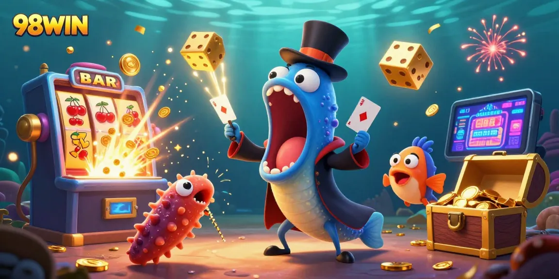 Experience thrilling gameplay with 98WIN's vibrant casino-themed underwater scene.