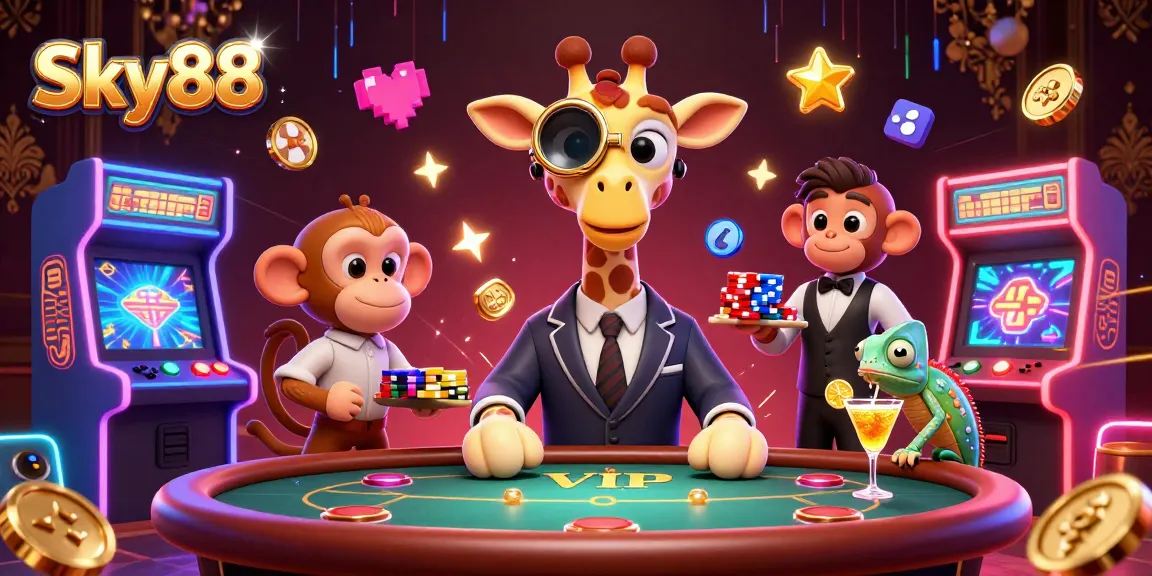 Experience thrilling gameplay at Sky88 with vibrant casino characters and colorful game elements.