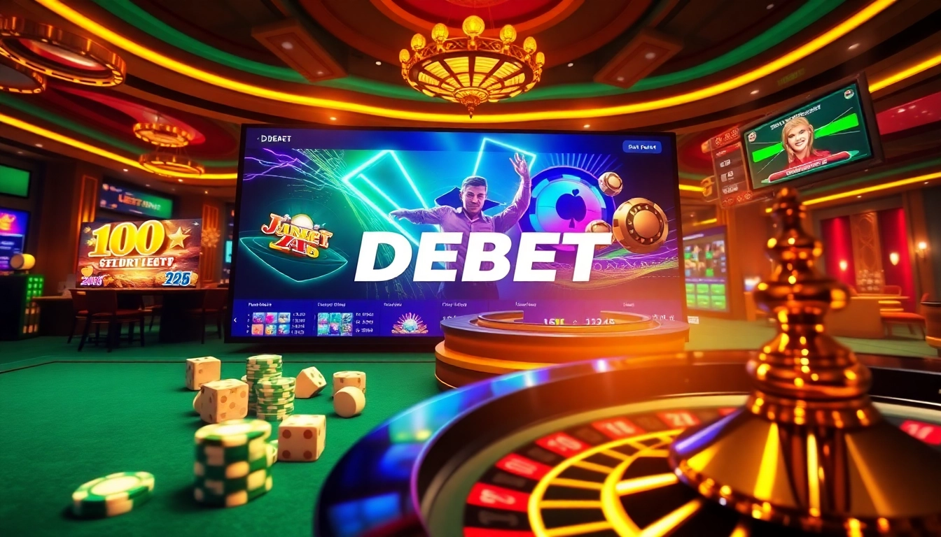 Experience thrilling gameplay at Trang Chủ DEBET with immersive casino visuals featuring slots and poker.