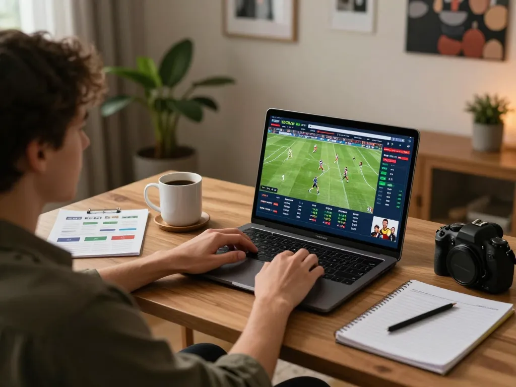 Socolive user engaging with live betting interface at home, showcasing dynamic sports action
