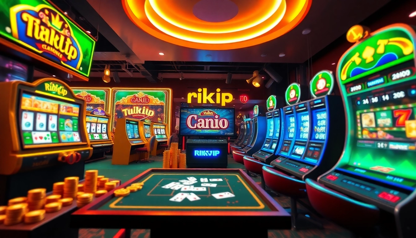 Dynamic representation of the rikvip gaming platform showcasing various online games and vibrant winning elements.