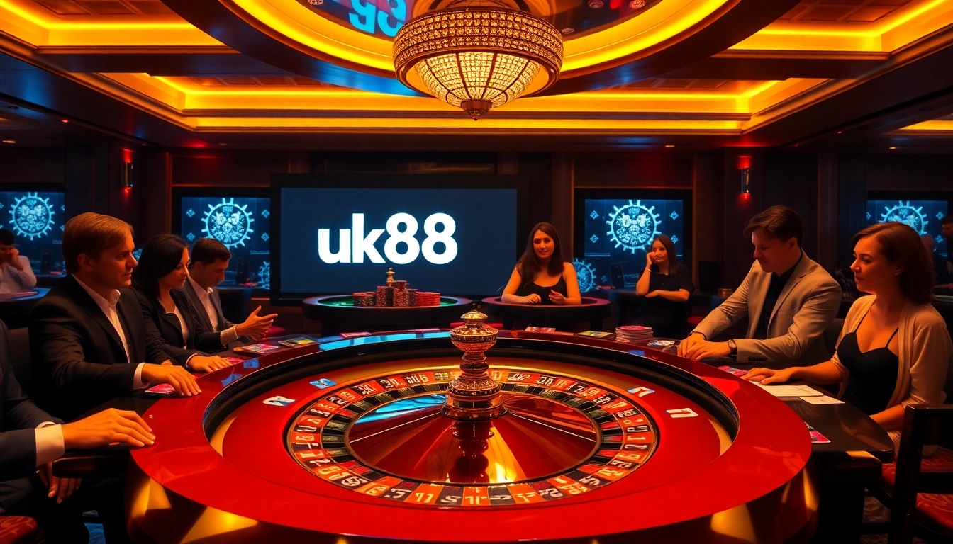 Experience the thrill at uk88 casino with vibrant roulette tables and lively players.