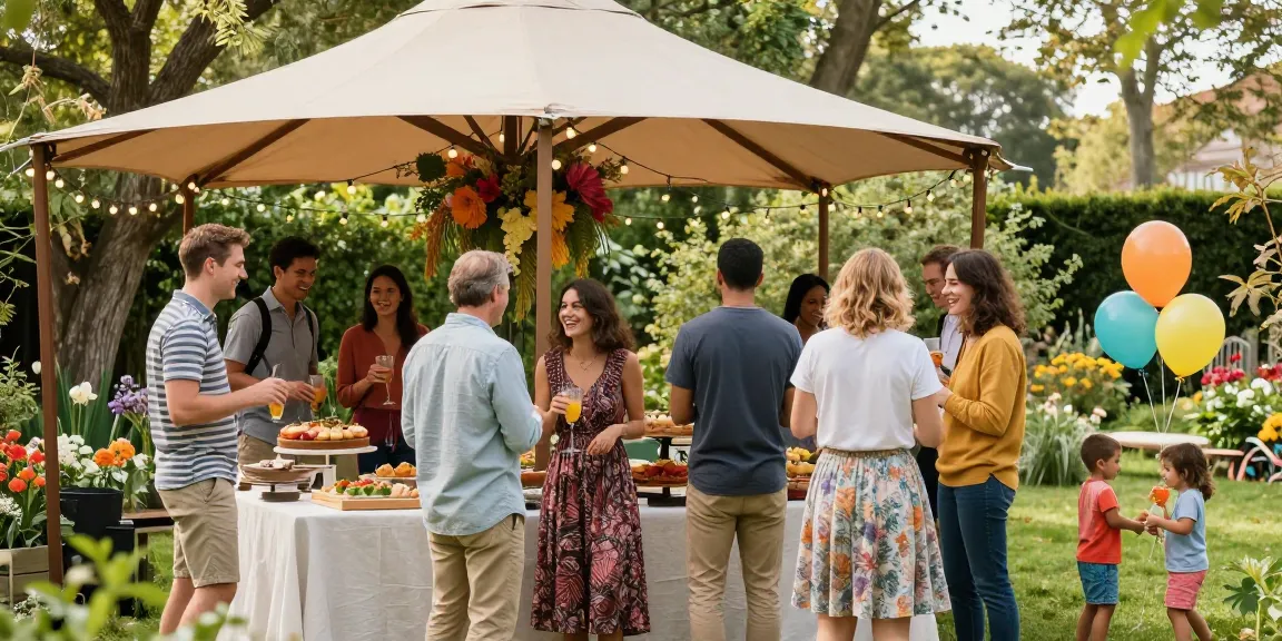 Celebrating under a stylish gazebo with friends at a garden party from https://www.gazebohirelondon.co.uk/ showcasing vibrant decorations.