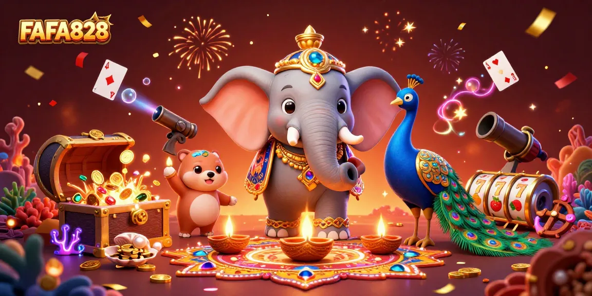 Experience FAFA828's vibrant casino adventure with colorful and dynamic gaming elements.