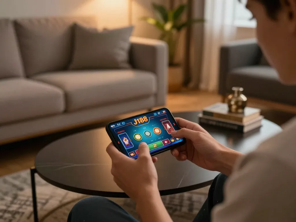 Engaging gameplay in J188 game on a smartphone, showcasing an exciting online casino experience.