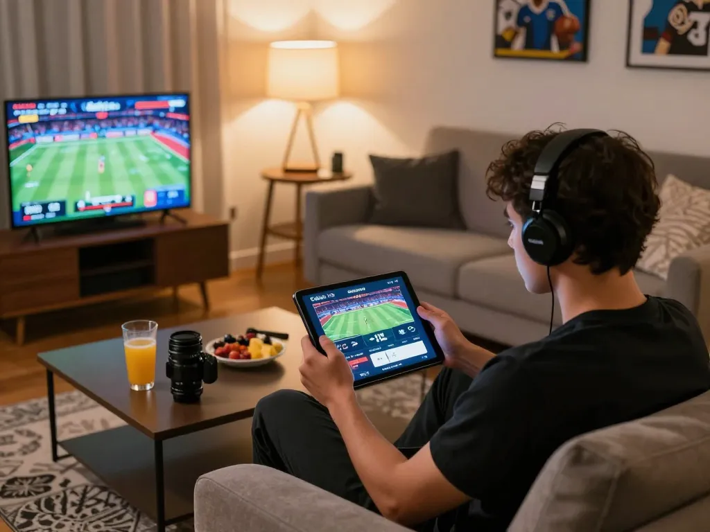 Engaging in sports betting on Cakhia TV capital app from home, showcasing a dynamic online gambling experience