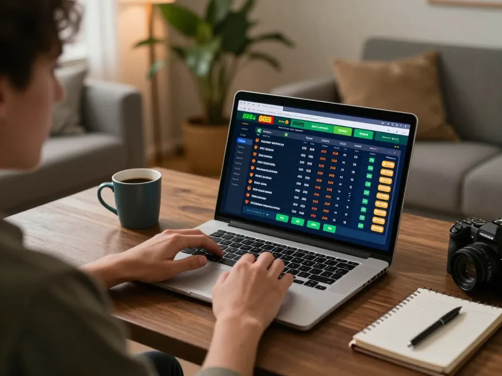 Player engaging with 888b online betting platform during a cozy home gaming session