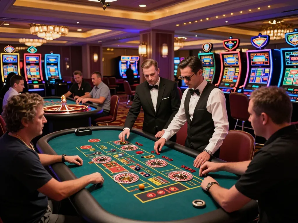 BL555 players enjoying an engaging roulette game in a vibrant casino atmosphere amidst excitement and luxury.
