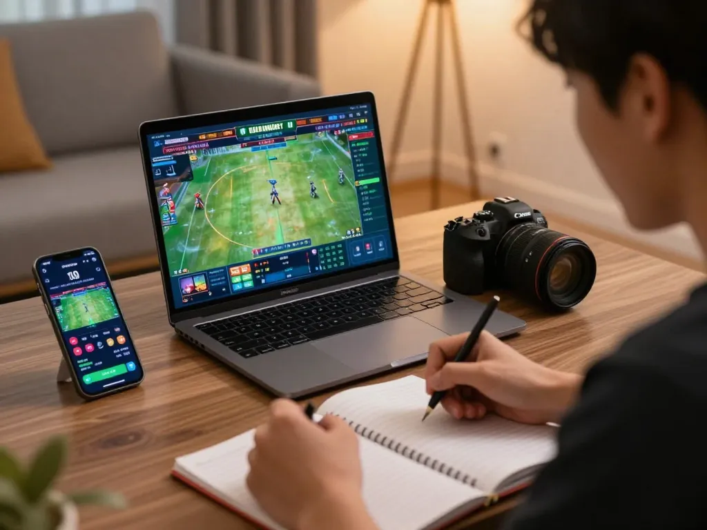 Engaged user analyzing soi keo nha cai odds on a laptop while placing live sports bets