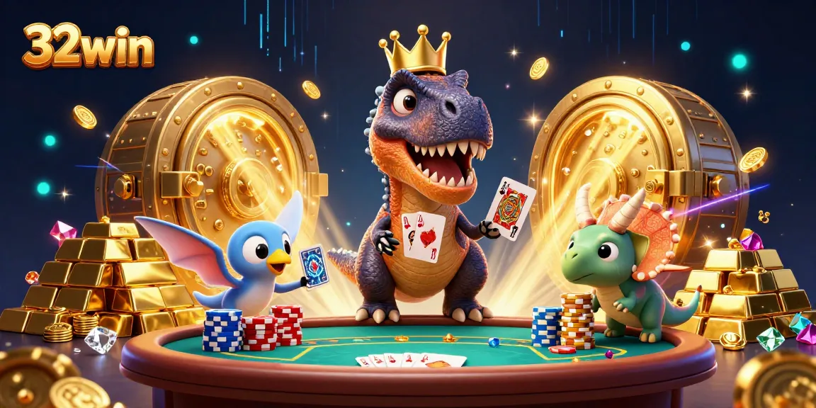 Experience thrilling poker action with 32win featuring quirky characters in a vibrant casino setting.