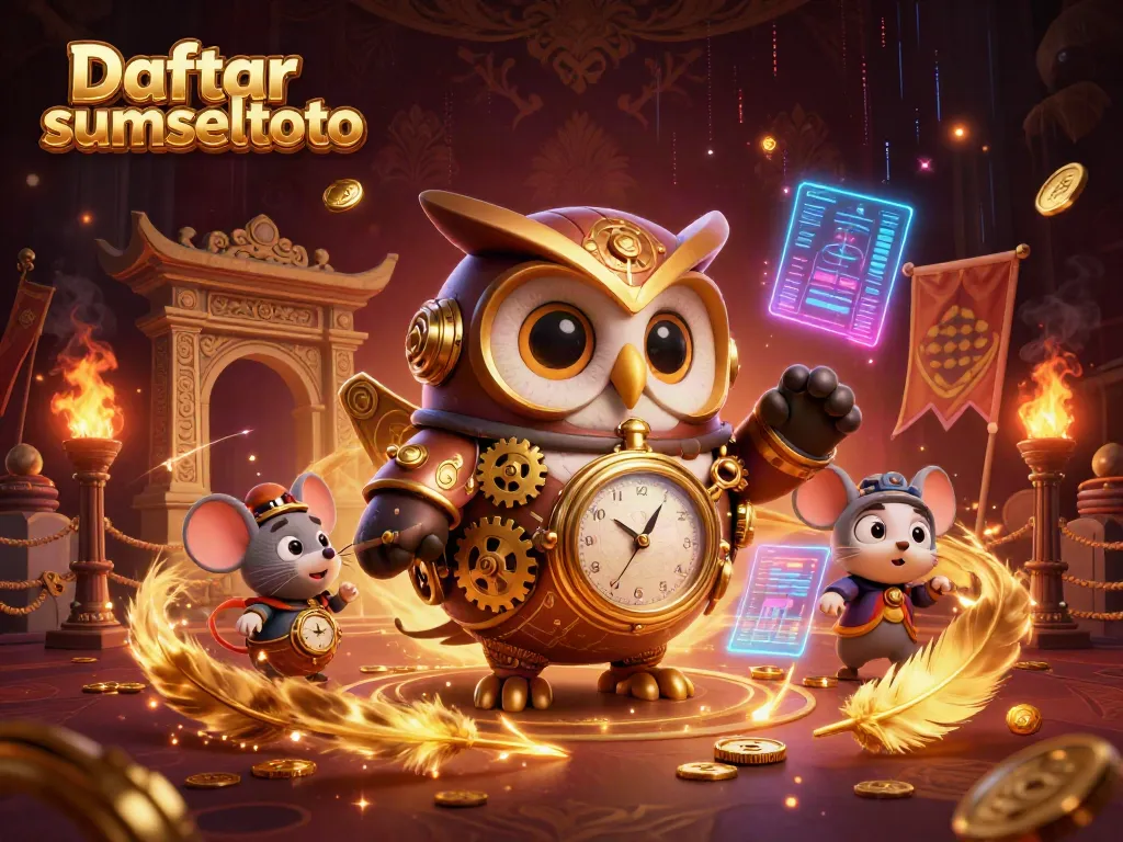 Experience the thrill of Daftar sumseltoto with an enchanting time-traveling owl in a vibrant casino scene.