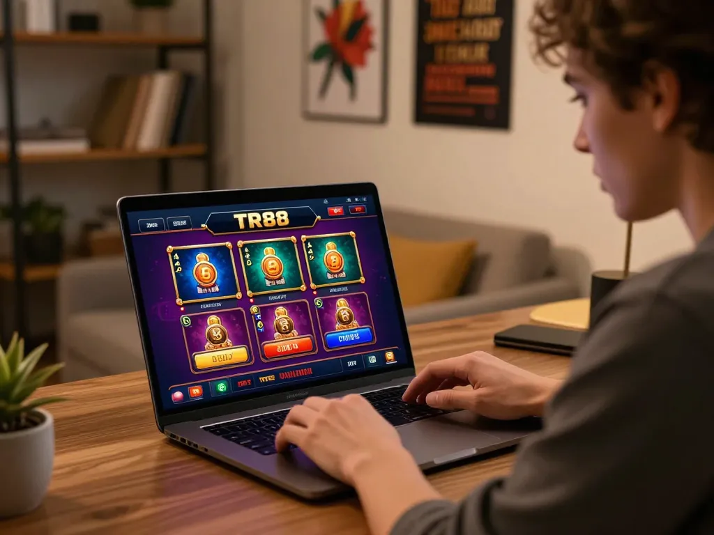 Engaging with TR88 online casino while analyzing game strategies at home