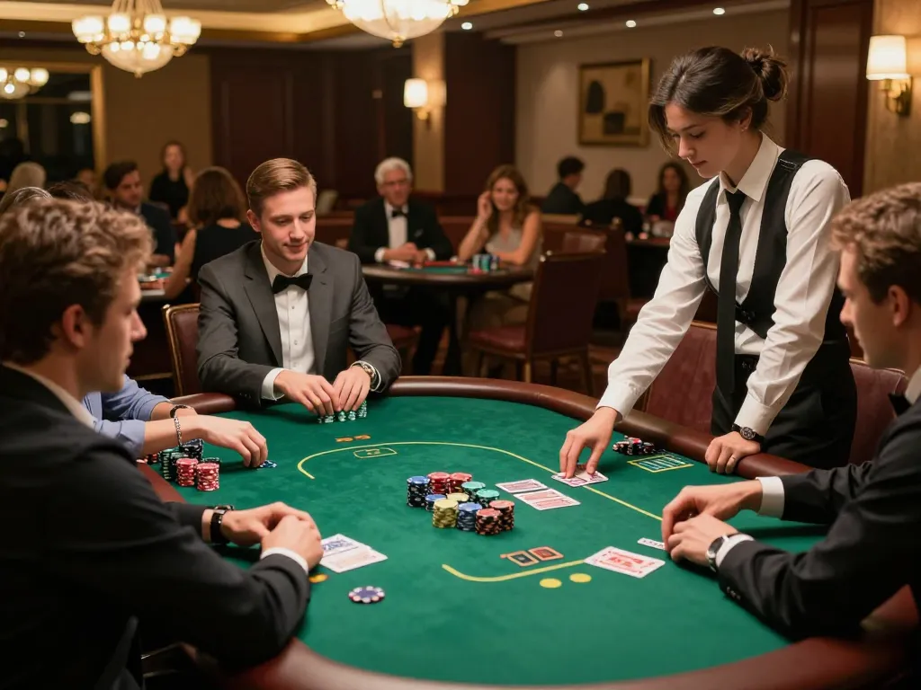 Players engaging in a high-stakes poker game at Luck8 casino showcasing excitement and strategy.