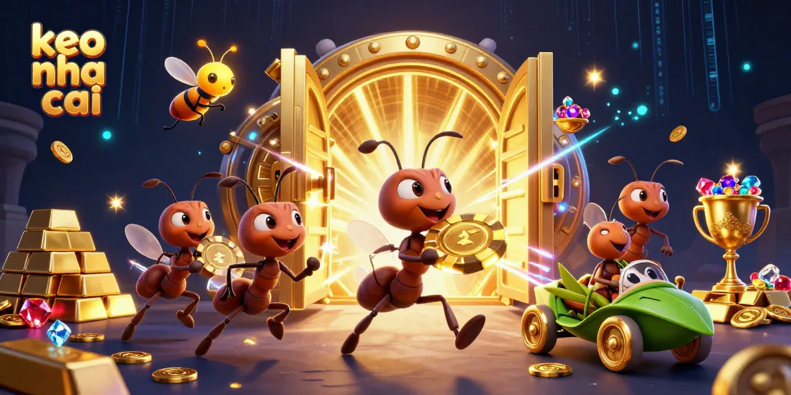 Engage with keo nha cai as ants execute a mega heist, illustrated in vibrant casino-themed adventure.