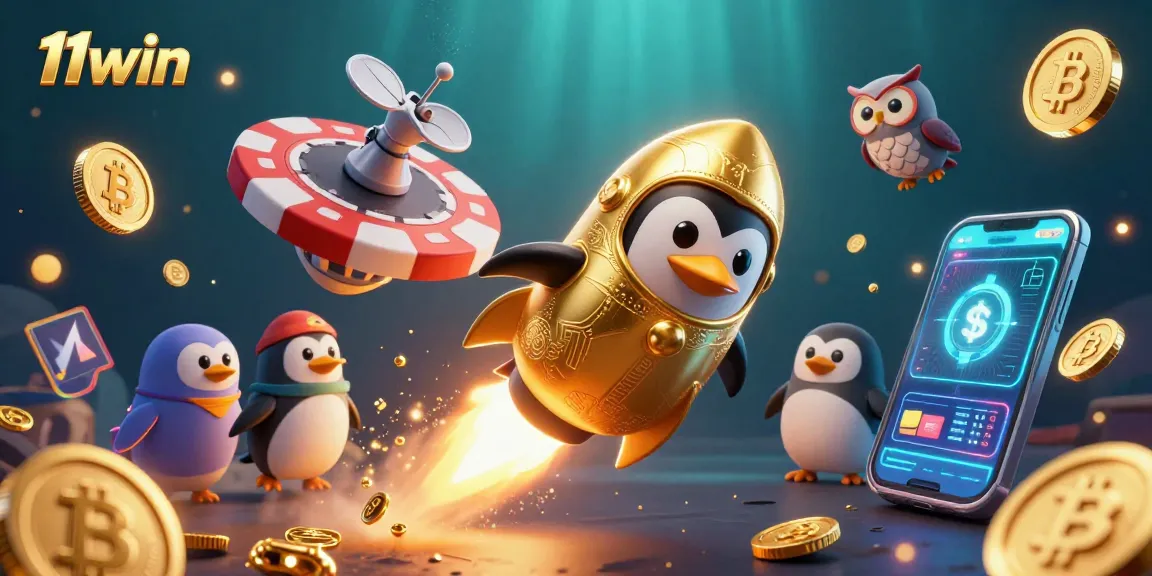 Experience thrilling gameplay at 11win with a vibrant casino-themed 3D illustration.