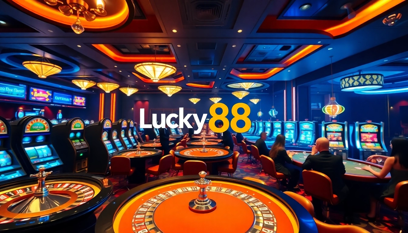 Lucky88 players enjoying vibrant casino games at a luxurious gaming table.