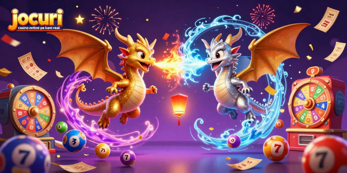 Joacă jocuri casino online pe bani reali cu dragonii 3D în mijlocul unei atmosfere festive.