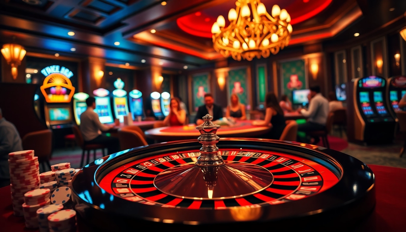 Experience the thrilling gameplay at Jun 88 casino with poker chips and a roulette wheel.