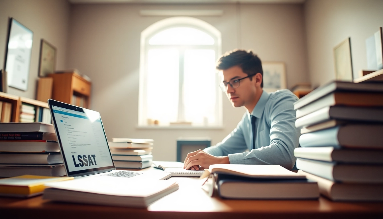Hire someone to take LSAT for you, showcasing a focused student in an organized study environment.