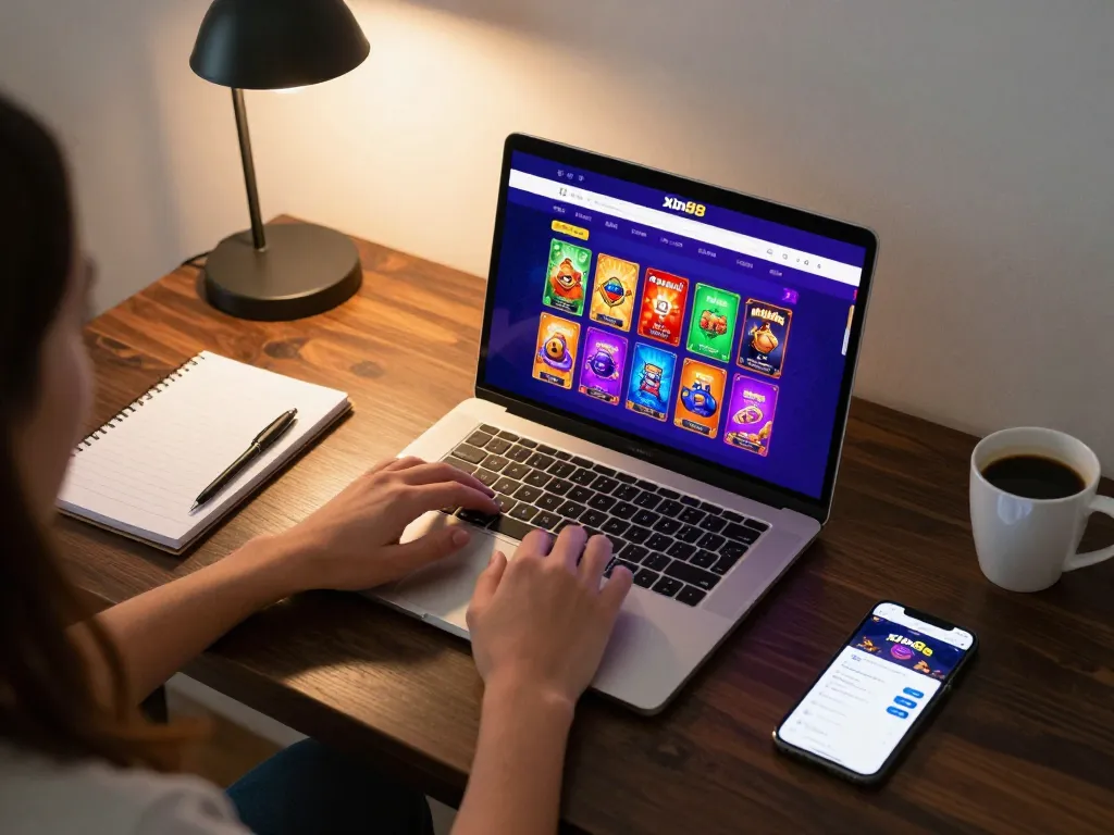 Engaging gameplay on Xin88 online casino platform with a user analyzing betting strategies
