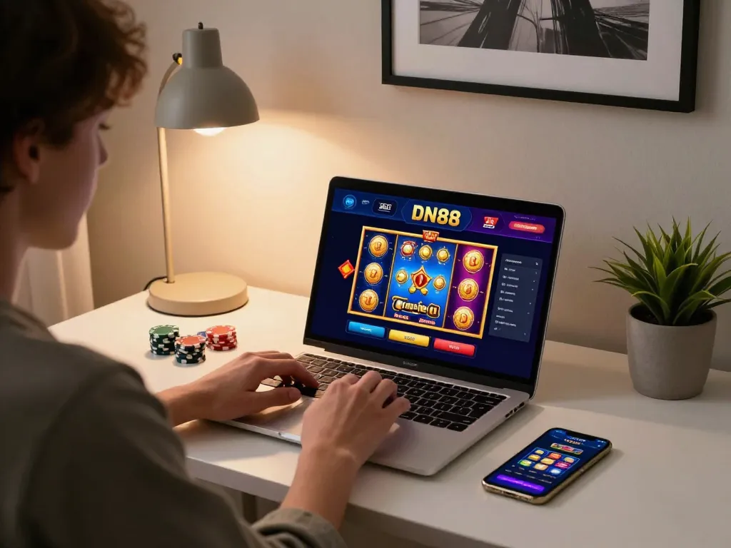 Experience exciting gameplay on DN88 online casino app from a cozy home setup