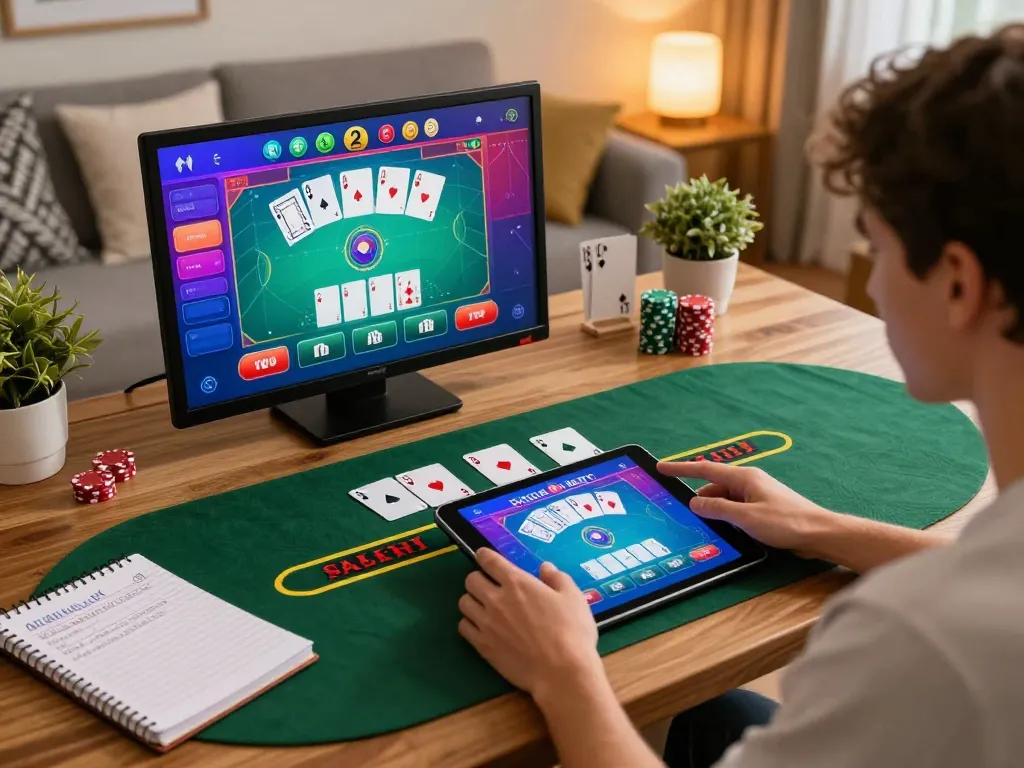 Enjoying live dealer blackjack on tablet with mu88 casino app while focusing on bankroll management