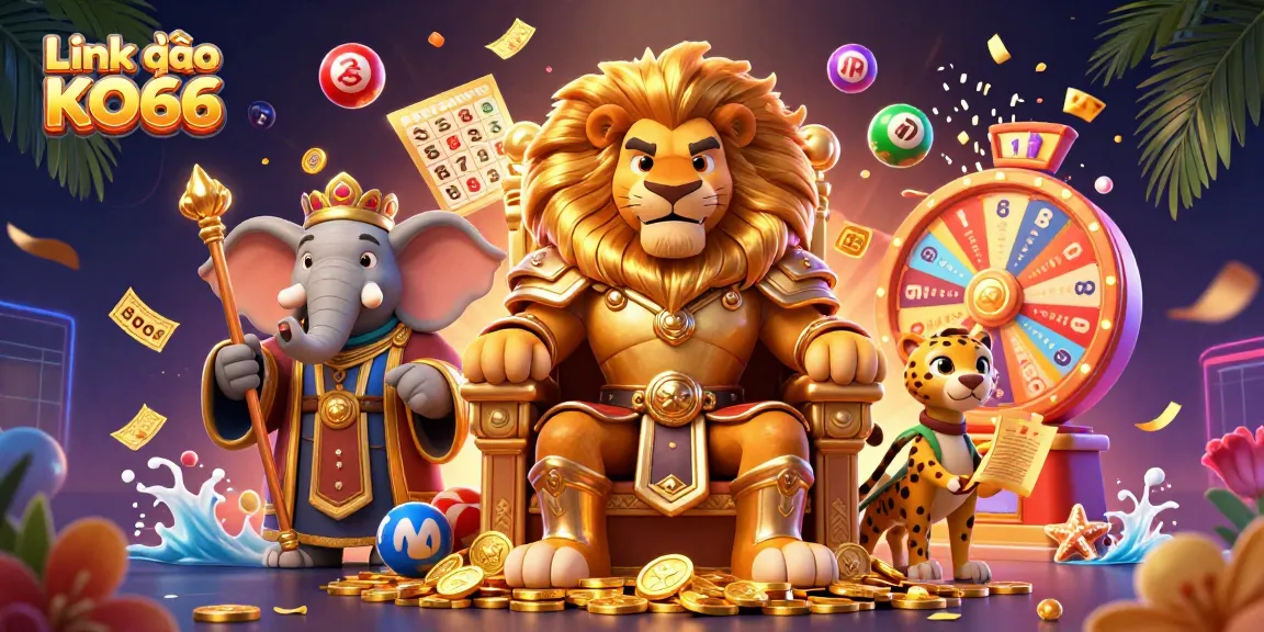 Engage in exciting games at Link vào KO66, adorned with vibrant lottery balls and dynamic prize elements.
