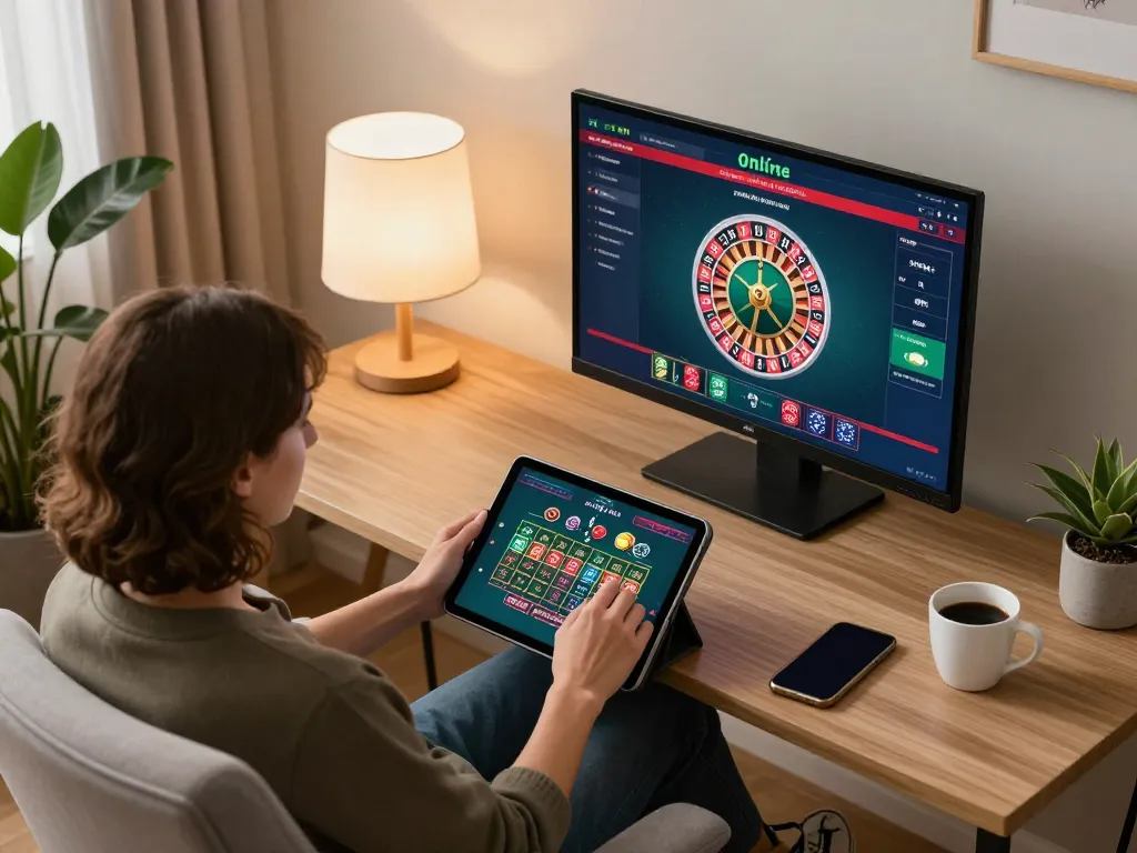 Engaging live dealer game on tablet at home with 789wincom, showcasing an inviting gaming setup.