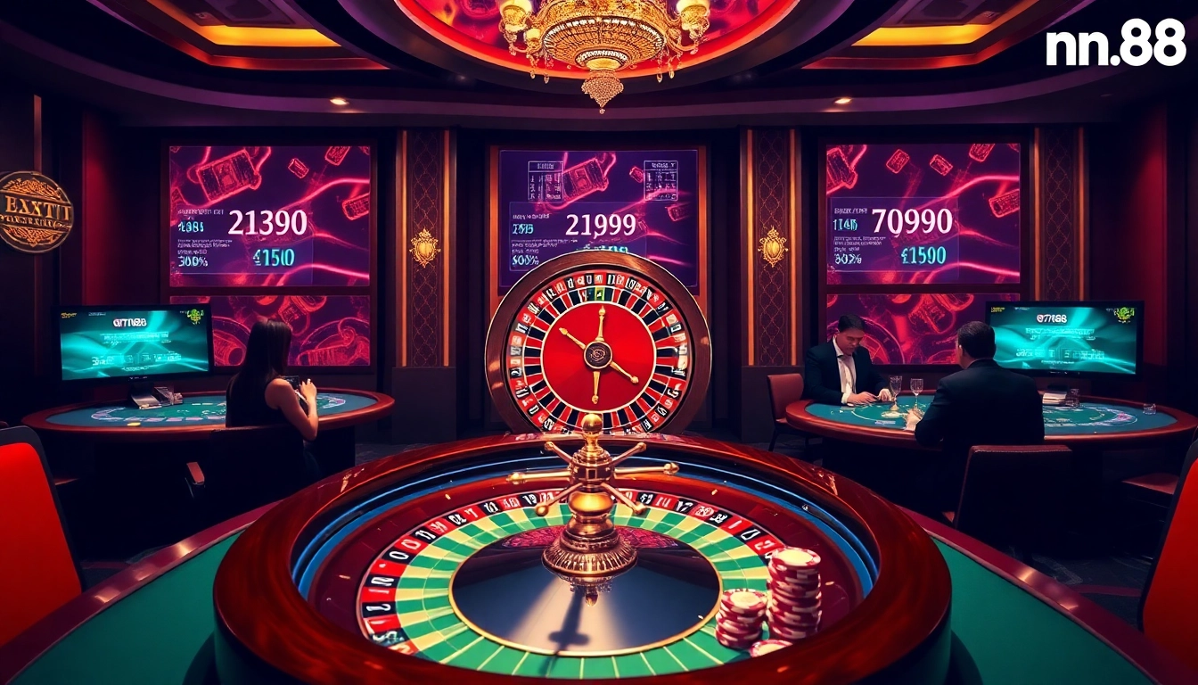Experience the excitement of high-stakes gaming at trang chủ mm88, featuring a luxurious casino ambiance and thrilling roulette action.