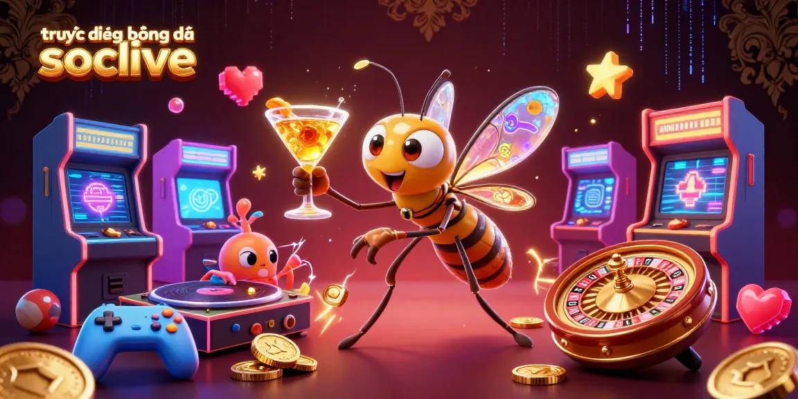 Engage in thrilling sports betting with trực tiếp bóng đá socolive, featuring dynamic illustrations of casino elements and characters.