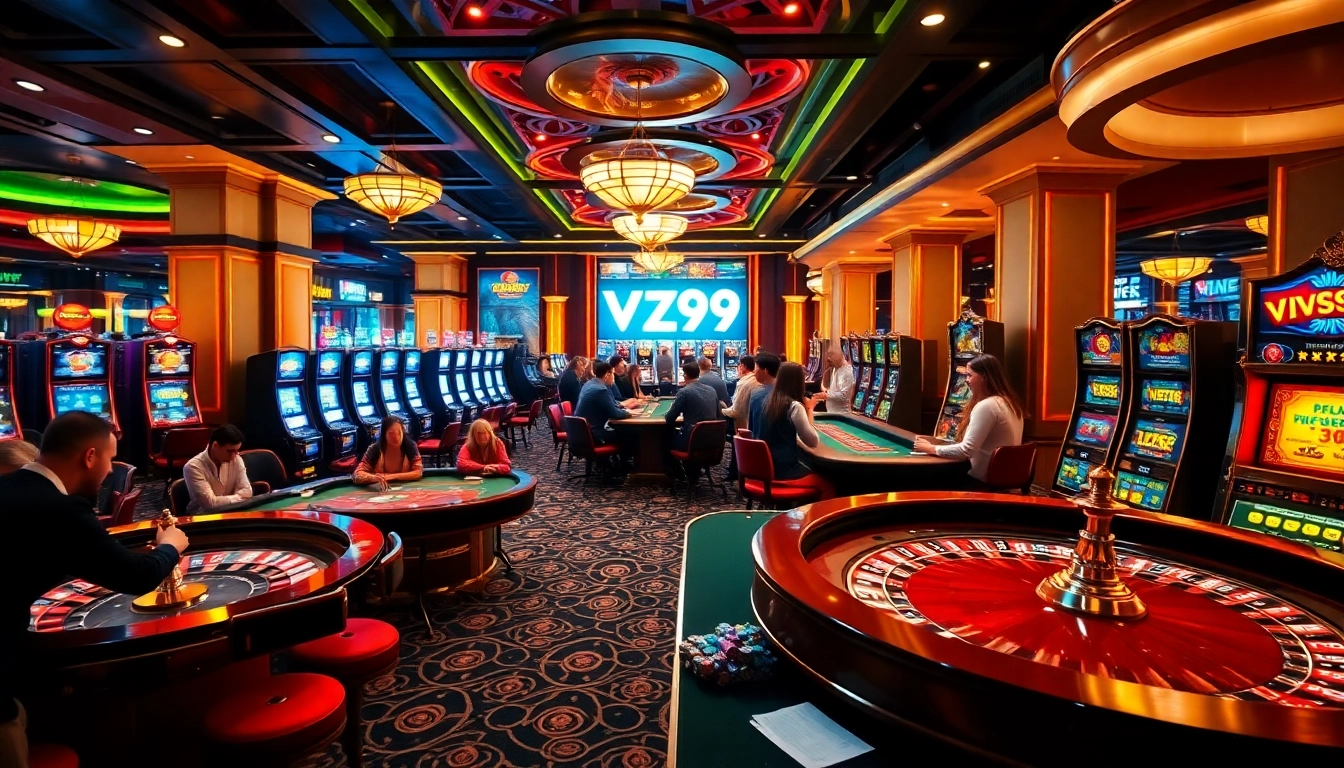 Experience thrilling gambling at Vz99 with lavish casino tables and excited players.