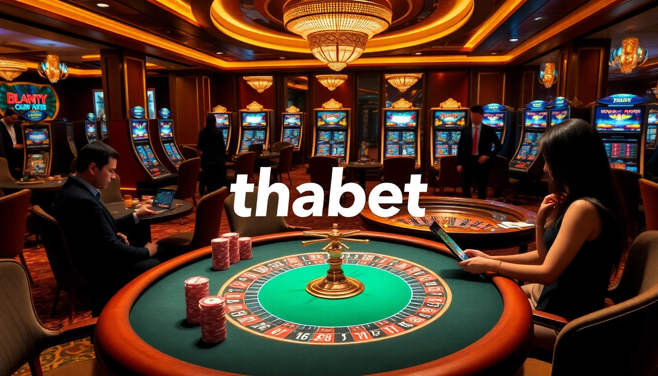 Players engaging in thrilling games at thabet's elegant online casino.