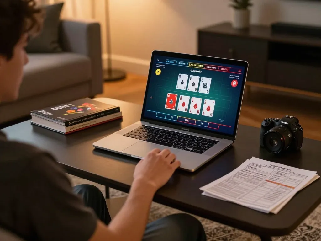 Engage in online blackjack action at dagago with live dealer excitement in a cozy home setting.