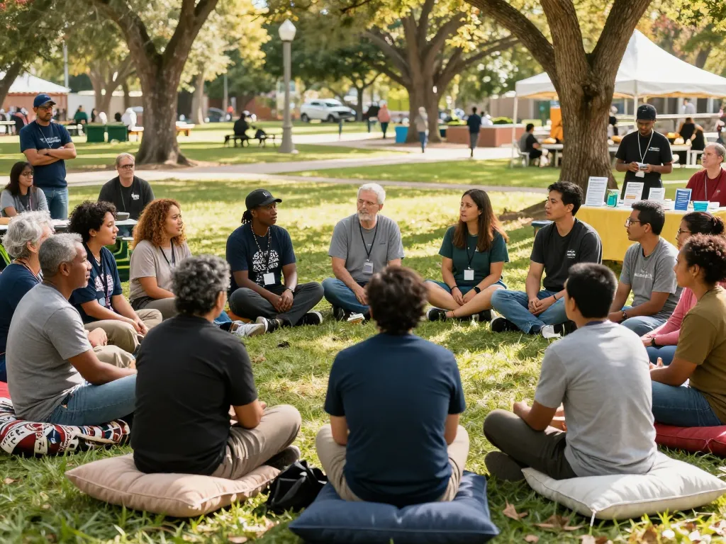 Men connecting in a supportive manclub environment, promoting mental health awareness and community.
