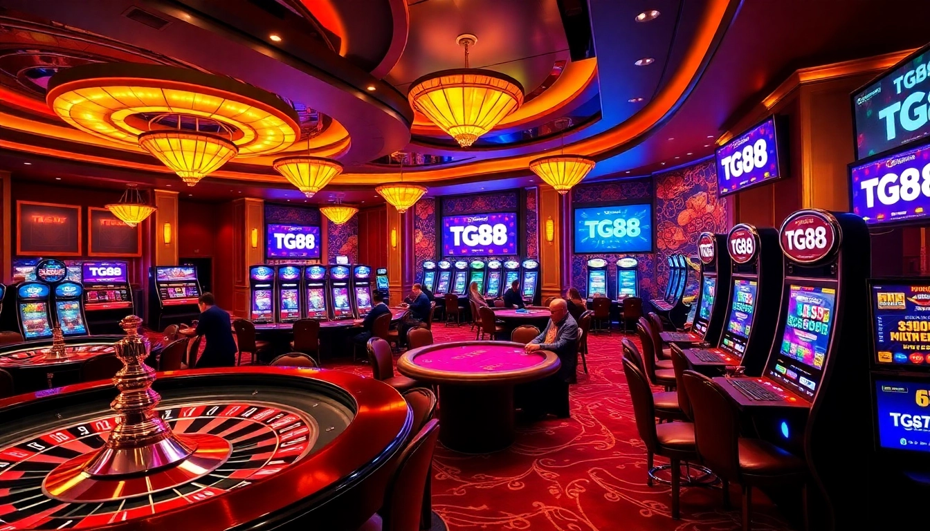 Experience the thrill of casino gaming at TG88 with lively tables and slot machines.