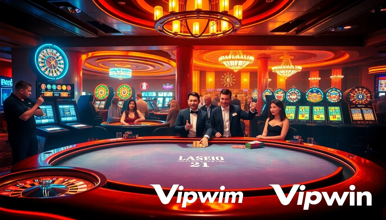Exciting poker action at Vipwin's luxurious casino tables with vibrant gaming atmosphere.