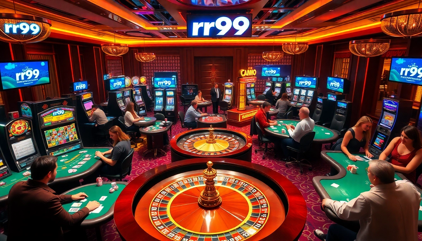 Players celebrate winning at the rr99 casino, immersing in exciting gambling activities.