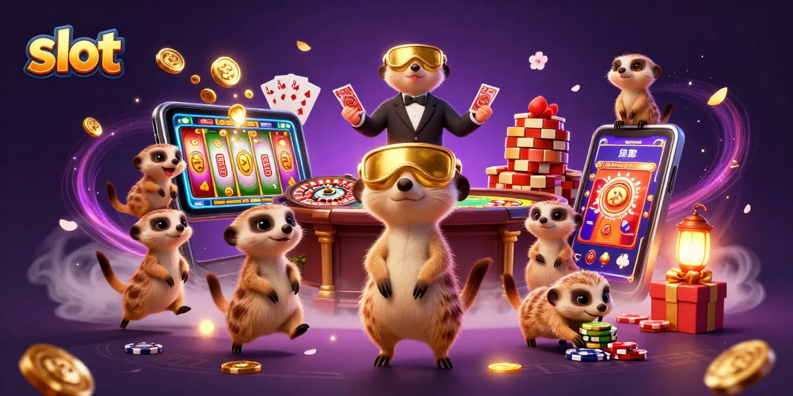 Exciting slot gameplay featuring meerkats operating a casino with dynamic elements in a colorful scene.