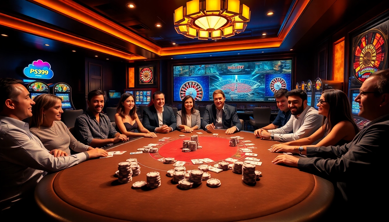 Players experience the thrill of gaming at PS99 with vibrant casino visuals and exciting atmosphere.