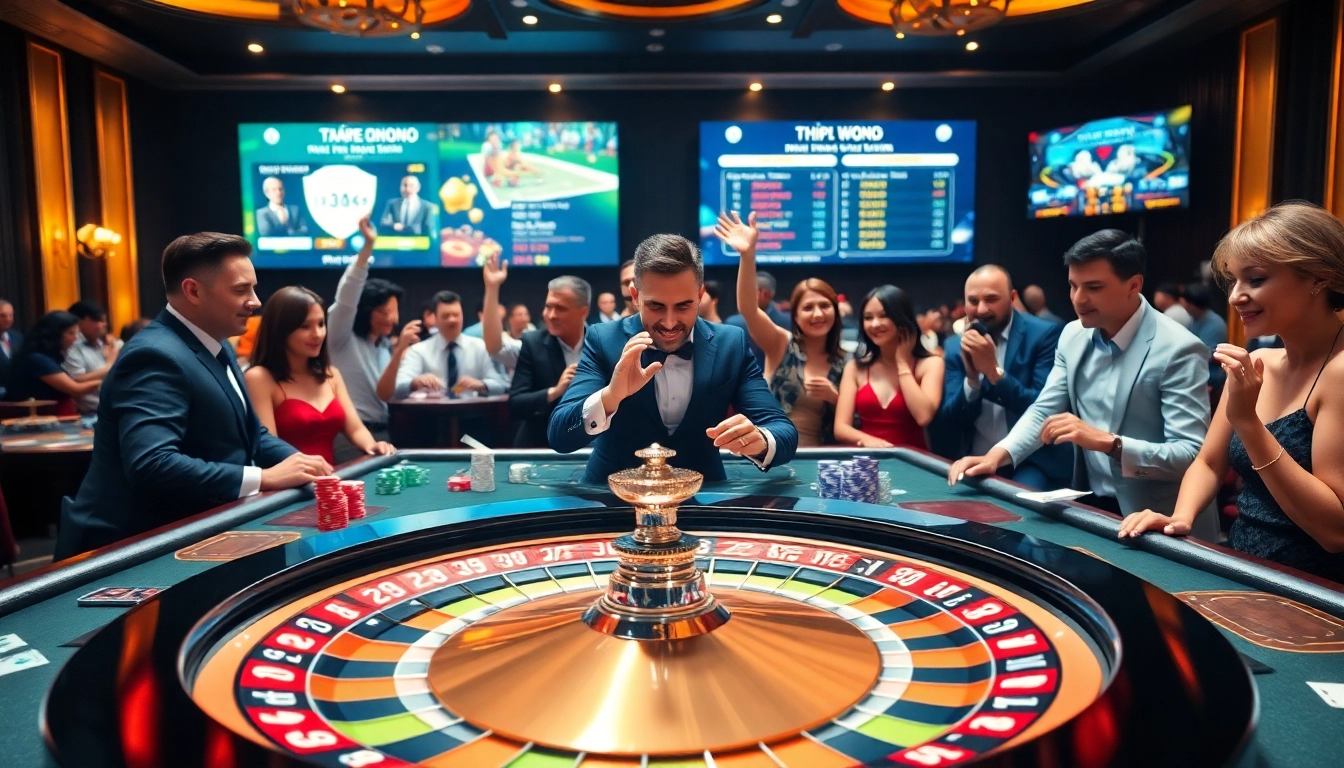 Engaging players at trang chủ kjc's vibrant casino with poker tables, exciting roulette, and interactive betting.