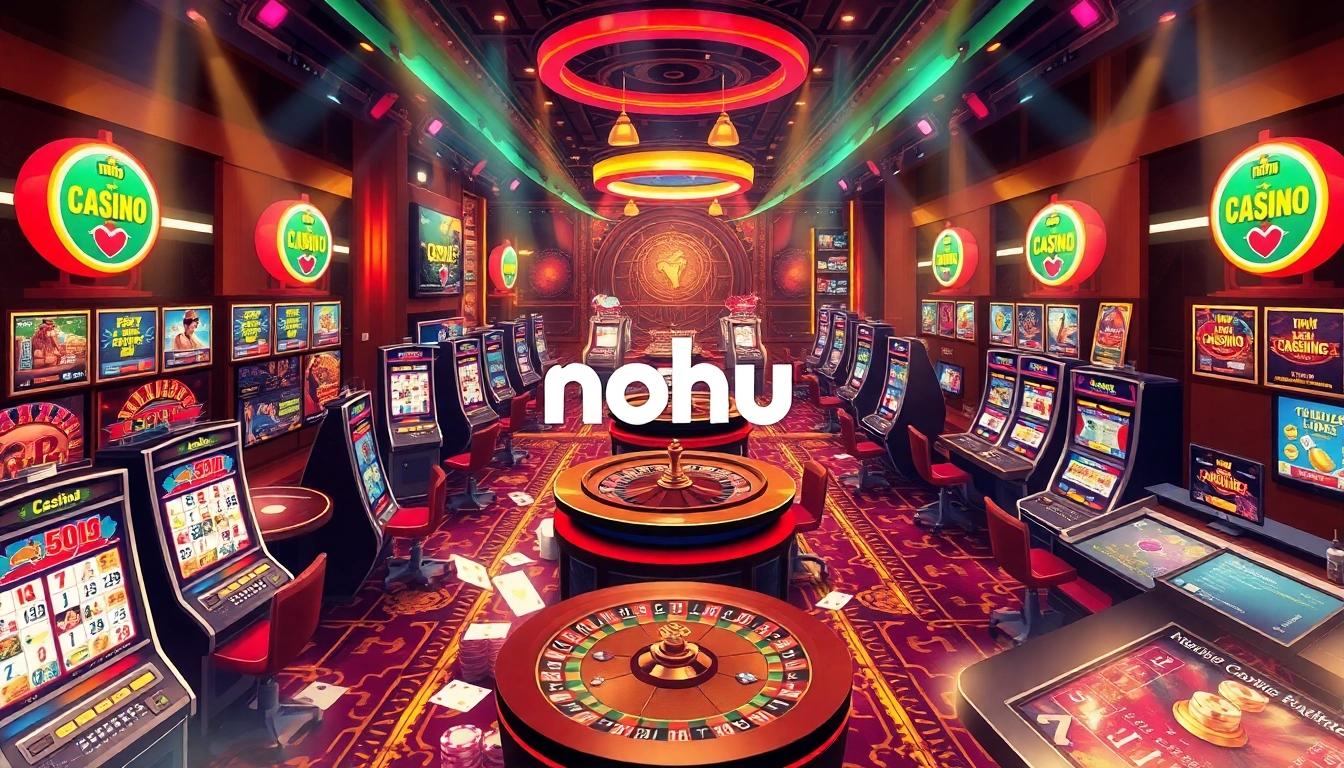 Nohu online casino scene with immersive slot machines and vibrant roulette tables.