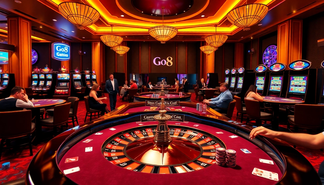 Experience thrilling gameplay at Go8's casino with vibrant tables and exciting roulette.